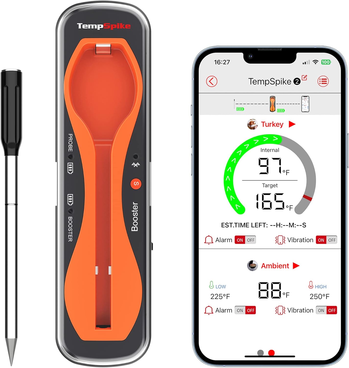 ThermoPro TempSpike 500 ft Wireless Meat Thermometer Digital, Bluetooth Meat Thermometer Wrieless for Beef Lamb Chicken Turkey, Smoker Acccessories for Rotisserie Sous Vide BBQ Oven Air Fryer