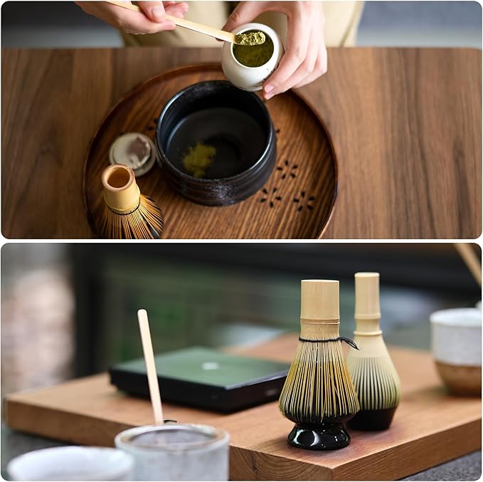HARFINGTON Ceramic Chasen Stand 66mm Matcha Whisk Holder, Traditional Matcha Tea Chasen Holder, White