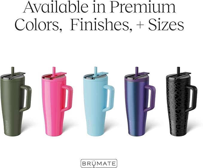 BrüMate Era Flip 40oz Tumbler with 100% Leakproof Covered Straw Lid | Hygienic Covered Straw | Insulated Stainless Steel Water Bottle with Handle | Cup Holder Friendly | BPA-Free (Glacier)