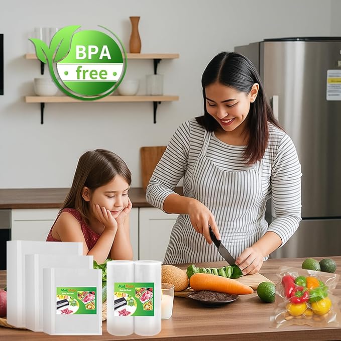 MakMeFre 200 Pint Size 6" x 10" Vacuum Sealer Bags with BPA Free and Heavy Duty,Great for Food Storage Vaccume Sealer PreCut Bag