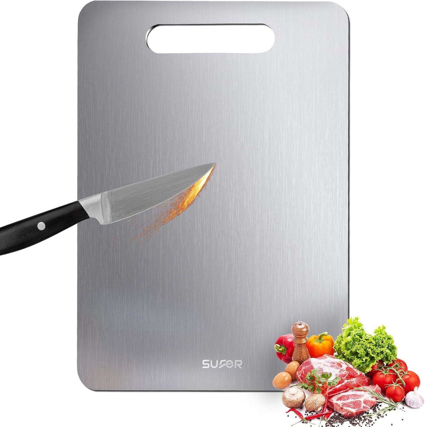 New Titanium Cutting Board, 100% Pure Titanium Cutting Boards For Kitchen, Non-Slip Chopping Board, Dishwasher Safe, Easy to Clean, Durable & Hygienic for Meat, Vegetables, Fruits (15 * 11)