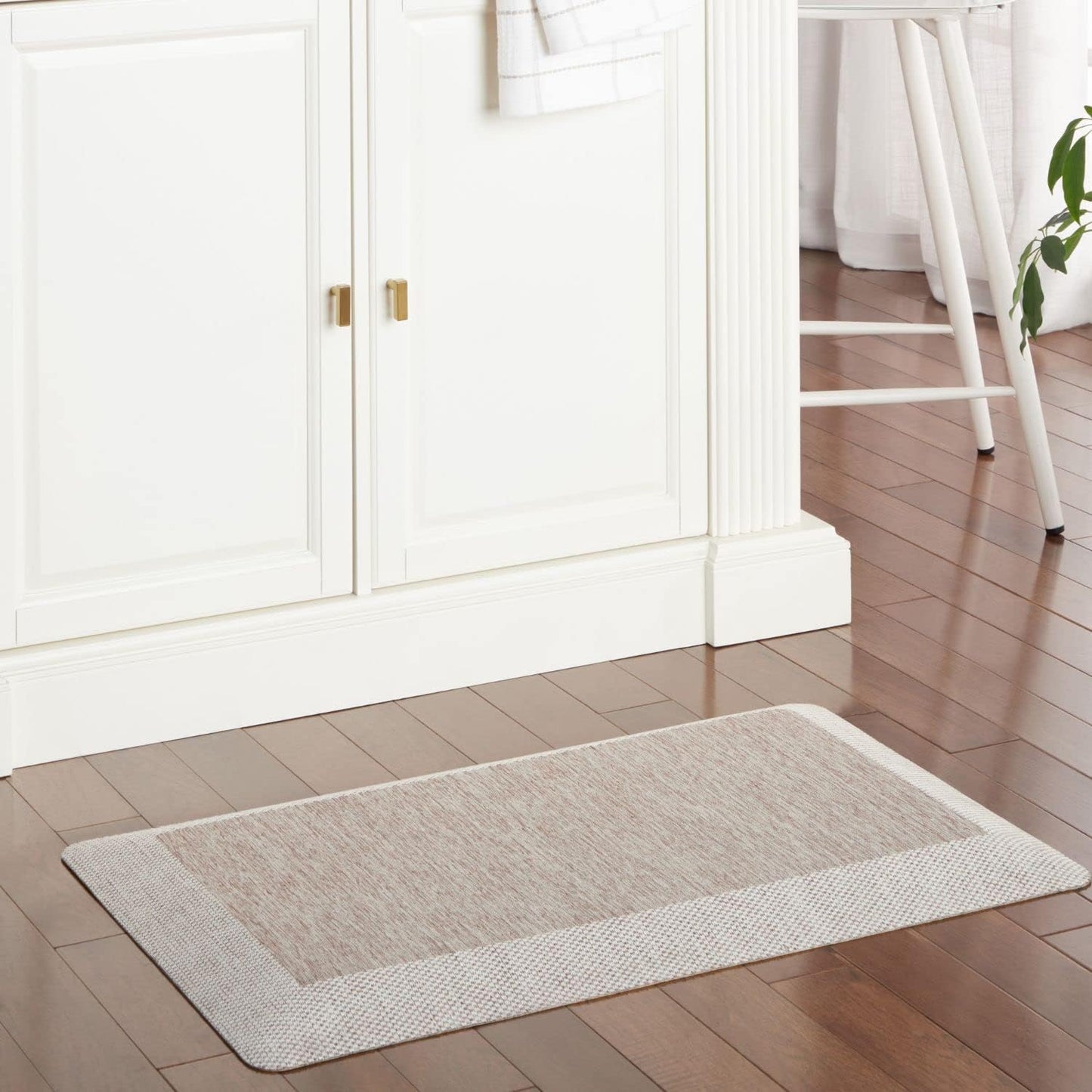 Martha Stewart Mira Modern Heathered Anti-Fatigue Air-Infused Kitchen Mat, Coffee Brown, 19.6"x32"