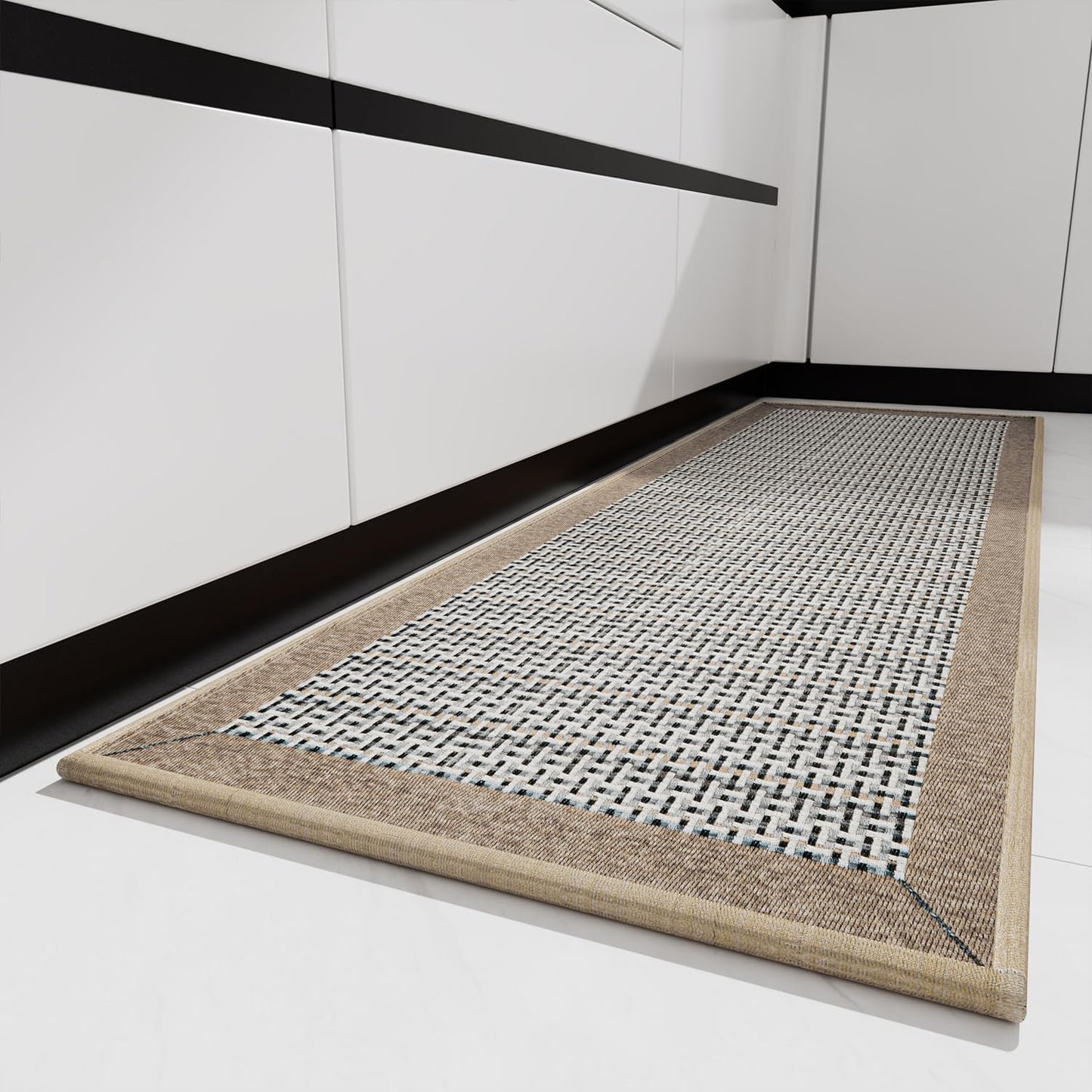 PADOOR Kitchen Mats for Floor, Kitchen Rugs Non Slip Washable, Rubber Backed Kitchen Runner Super Absorbent Kitchen Floor Mat Sink Rug, 20”x32” Brown