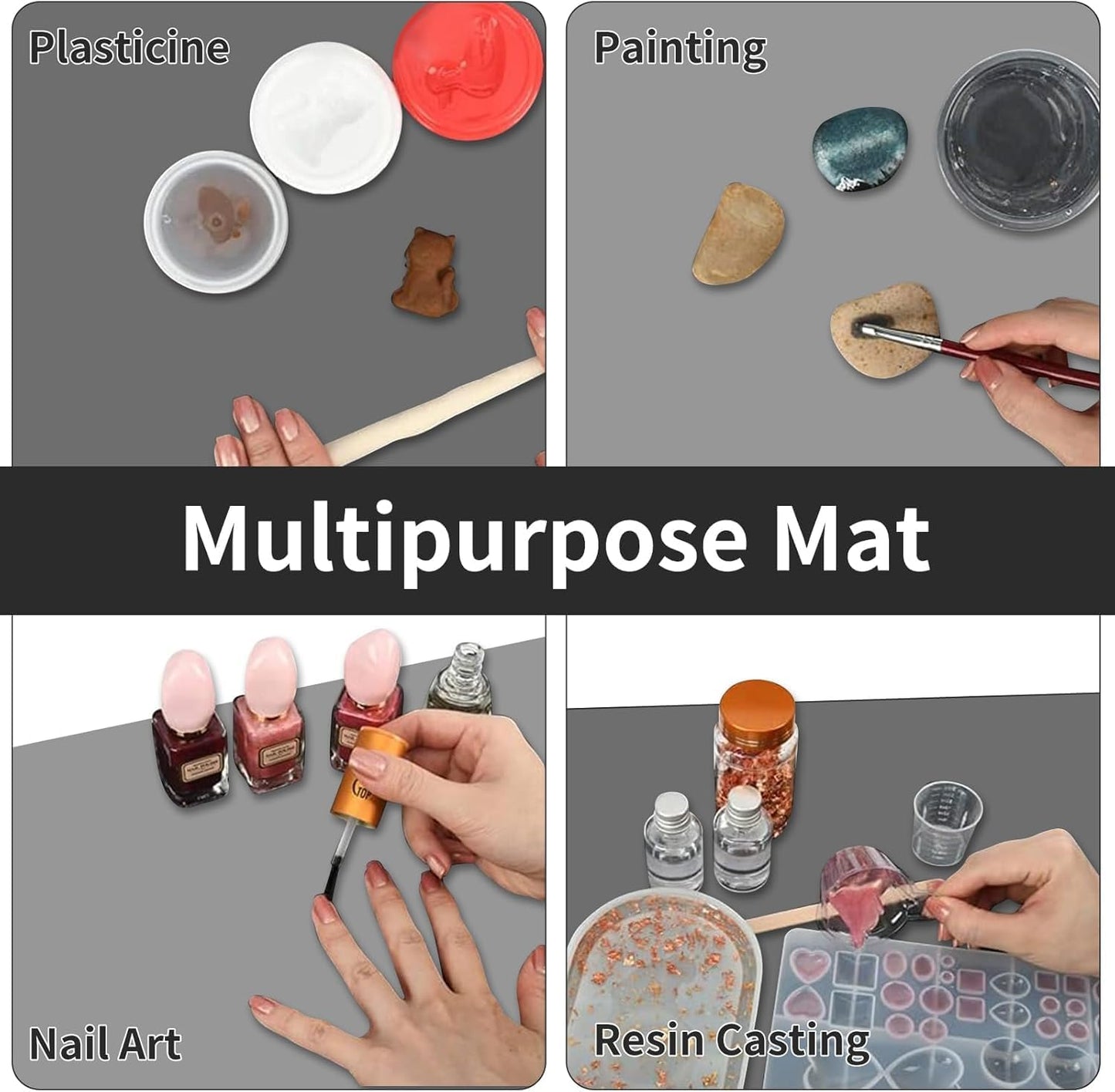 2MM Thick Large Silicone Mat, 47.2"x23.6"(120cmx60cm) Silicone Mats for Kitchen Counter, Heat Resistant Mat, Non-Slip Kitchen Counter Mat, Waterproof Countertop Protector for Craft, Translucent Gray