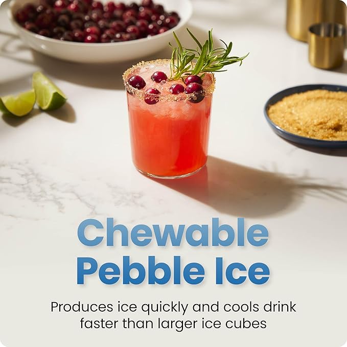 Iceman Compact Pebble Ice Machine, Countertop Nugget Ice Maker Produces Chewable Pellet Ice in 8 Minutes, Makes 26lbs/Day, One-Touch Cleaning Function with Ice Scoop/Basket Included – Black