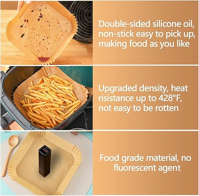 Large Air Fryer Disposable Paper Liners Nonstick 23cm Oven Airfryer Parchment Baking Paper ，Compatible For Ninja，Compatible For COSORI ，Grill Cooking Basket(20cm round,300 Pcs)