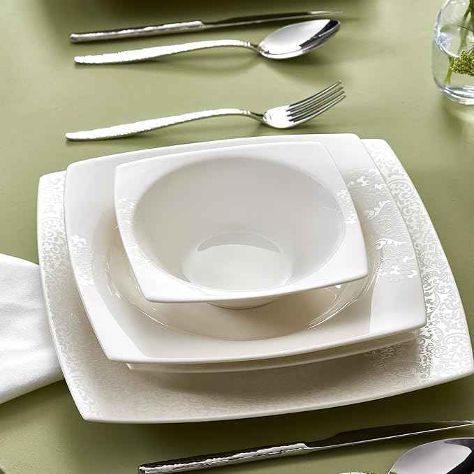Karaca New Flava 24 Piece Porcelain Dinnerware Set for 6 People, Elegant Porcelain Dishware with Dinner, Pasta, Side Plates, Bowls, Kitchen Essentials Durable, Resistant, Ideal for Dinner Serving