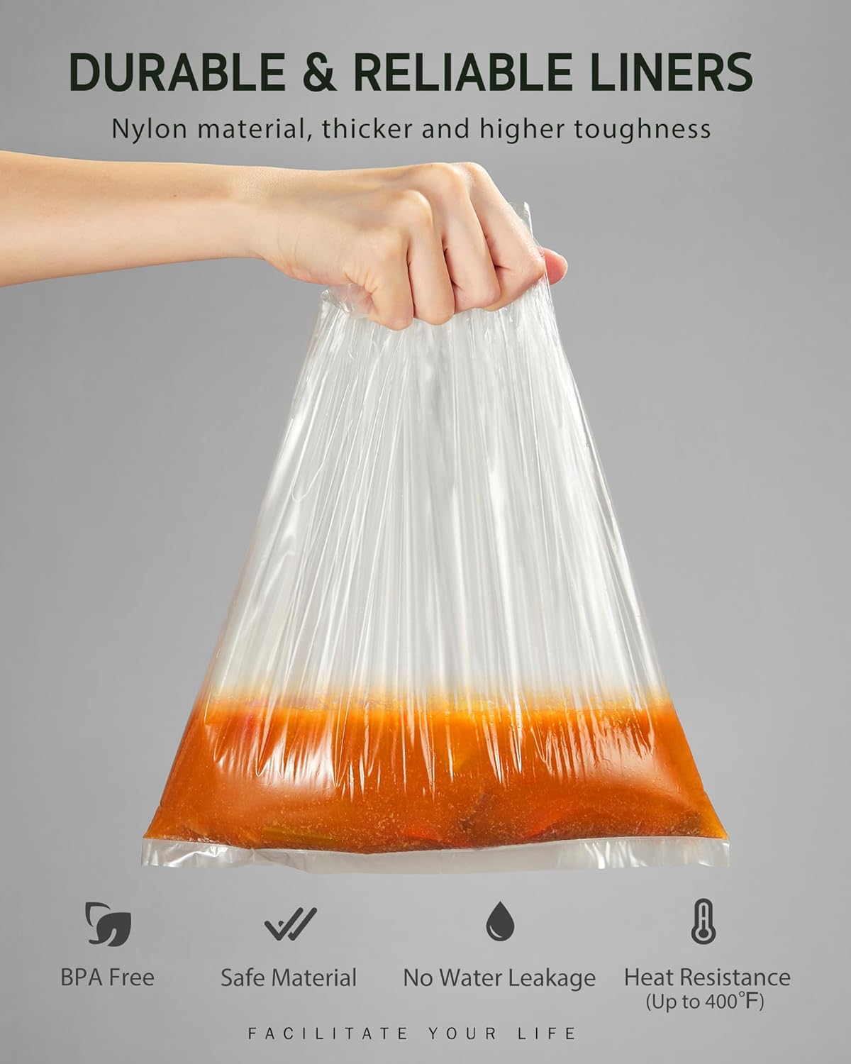 Syntus Slow Cooker Liners, 30 Count Cooking Bags Small Size Disposable Pot Liners Plastic Bags, Fit 1QT to 3QT for Slow Cooker Cooking Trays, 10.5"x 17.5", 30 Liners