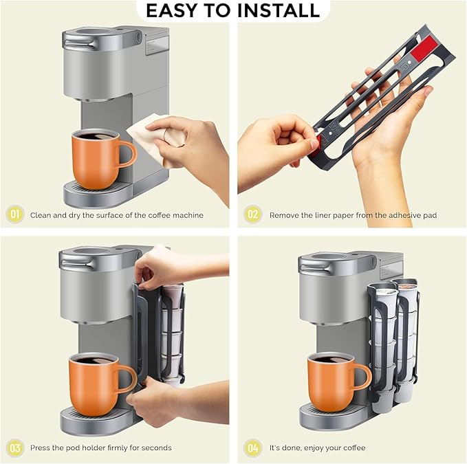 K Cup Holder for Keurig: Coffee Pod Holder for Counter Small Space - Kcup holder for Wall Mount (4, Pink)