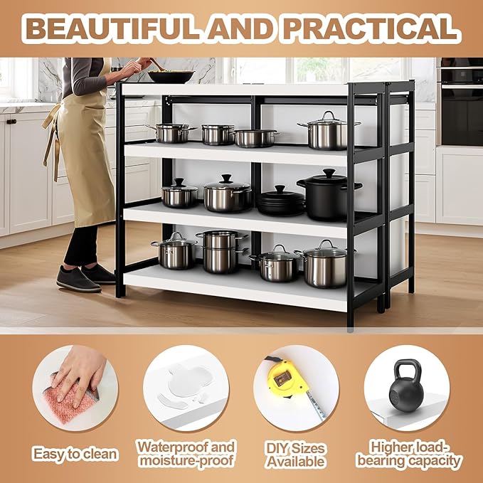 5 Pcs Wire Rack Covers 33x16x3 inch PVC Pantry Shelf Cover 0.31 inch Thick Removable Closet Wire Rack Shelf Covers,Decoration Kitchen Bathroom Office Shelving (Light luxury white,33x16x3 inch)