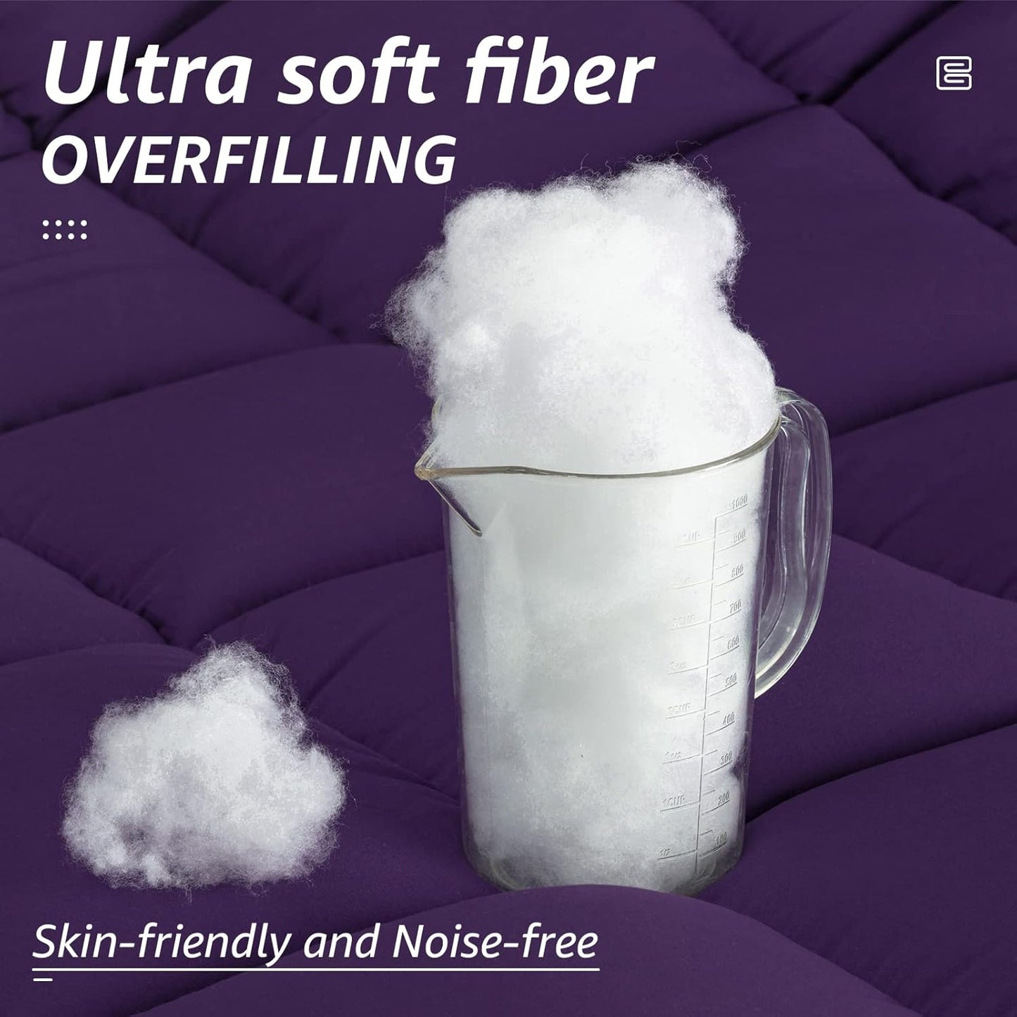 HYLEORY All Season Full Size Bed Comforter - Cooling Down Alternative Quilted Duvet Insert with Corner Tabs - Winter Warm - Machine Washable - Purple