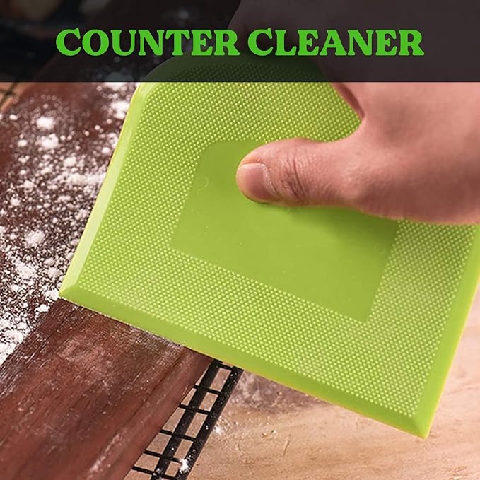 SURDOCA Dough Scraper Bench Scraper - 3P 9.5x6.1" Plastic Flexible Bowl Scraper, Sharp Edge & Angles Cake Scraper. Non-Slip Bakeware Decorating Tools Sculpting & Modeling Tools - Green+Yellow+Green