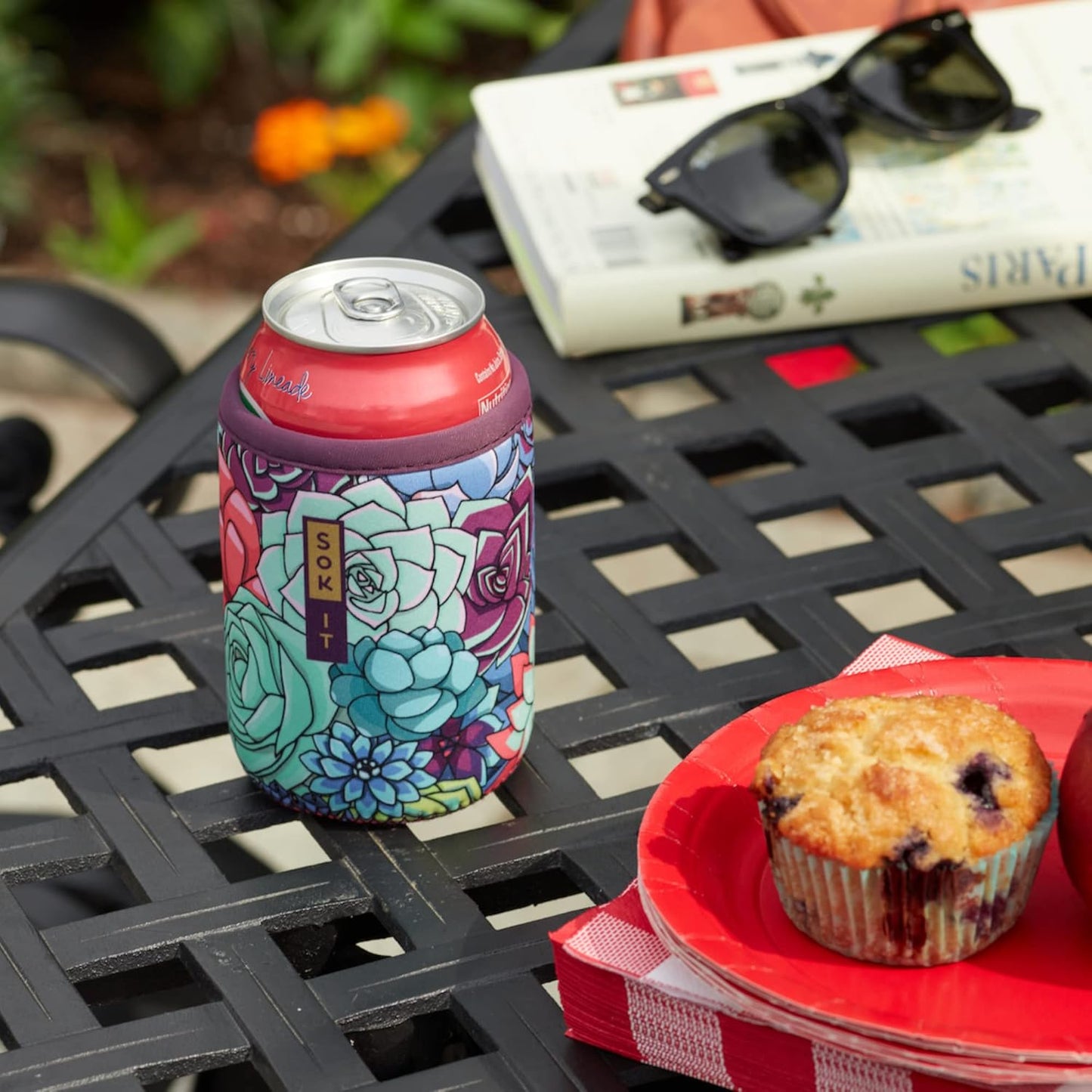 Sok It CanSok 6 Pack Sleeve for Beer & Soda Insulated Neoprene Cover (Pink Splash Tie Dye, 12oz Slim Can Sleeve - 6 Pack)