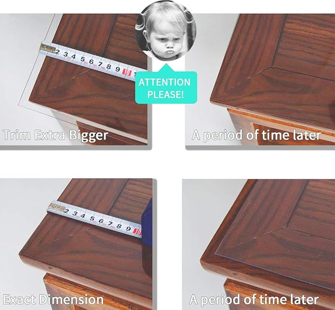 NECAUX Custom 24 x 71 Inch Clear Table Cover Protector, 1.5mm Thick Plastic Waterproof Heavy Duty Desk Pad Mat Non-Slip Tablecloth Protector for Dining Table, Sofa Table, Media Stand, Countertop