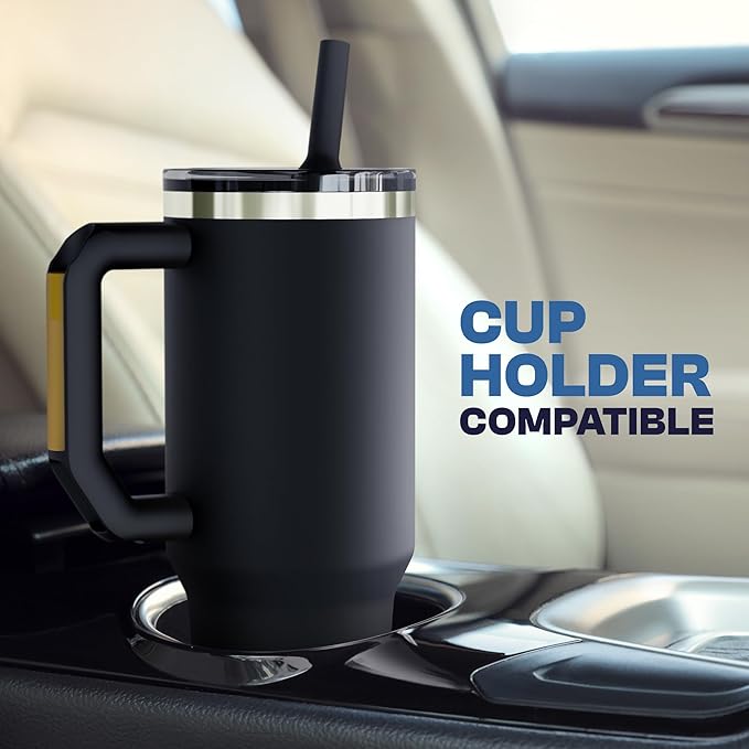 Frost Buddy Thicc Buddy - 40 oz Stainless Steel Vacuum Insulated Tumbler with Lid and Straw for Water - Travel Mug Cupholder Friendly - Gifts for Women Men Him Her (Navy)