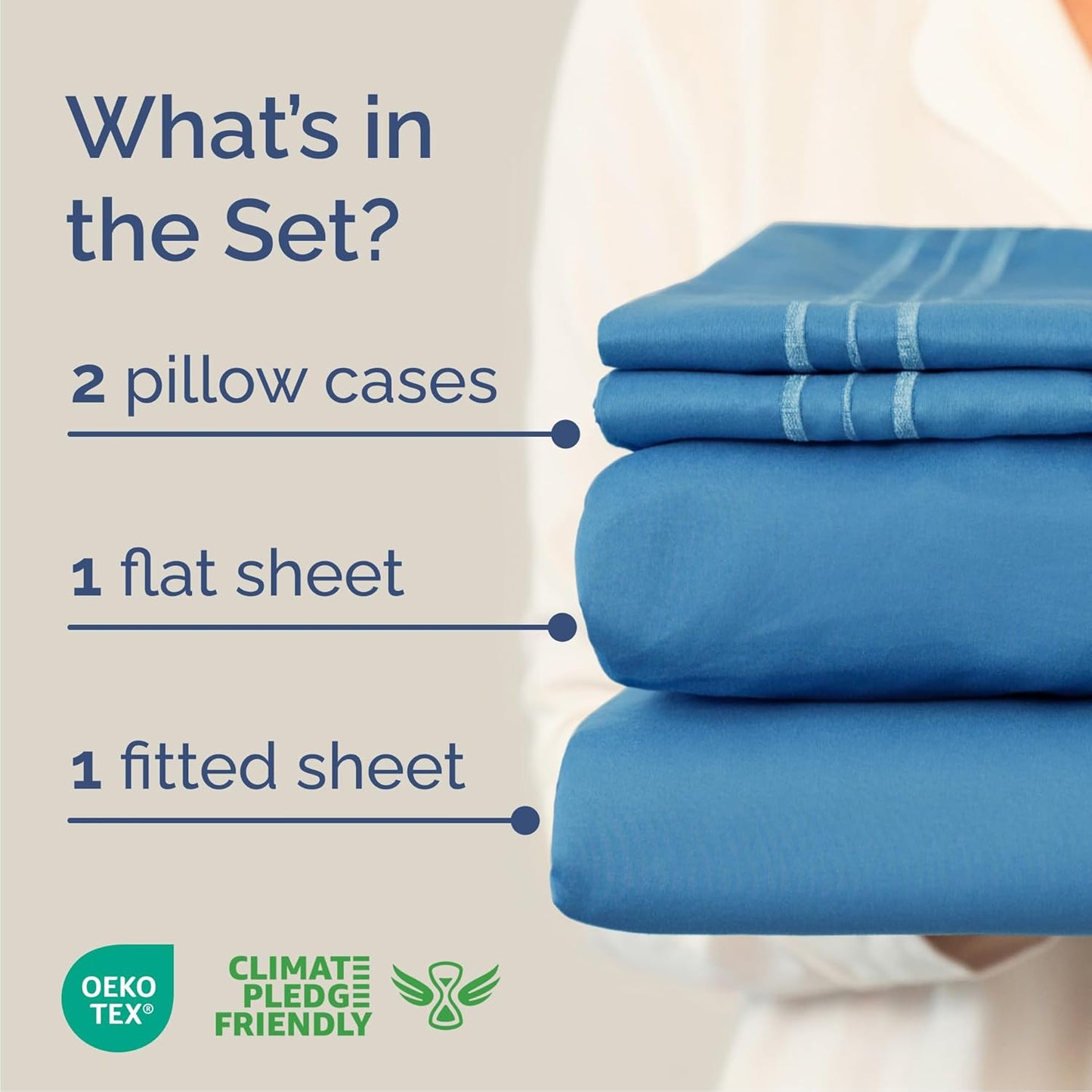 Queen Size 4 Piece Sheet Set - Comfy Breathable & Cooling Bed Sheets Set - Hotel Luxury Bedding for Women, Men, Kids, Teens, Boys & Girls - Deep Pockets, Soft and Wrinkle Free - Oeko-Tex - Denim Blue