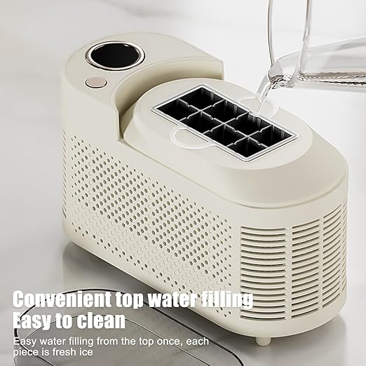 Mini Ice Maker Machine Counter Top for Home, Ice Ready in 10 Mins, Low Noise & Energy Saving, Easy to Clean, Portable Small Clear Ice Cube Maker for Kitchen (White Standard)