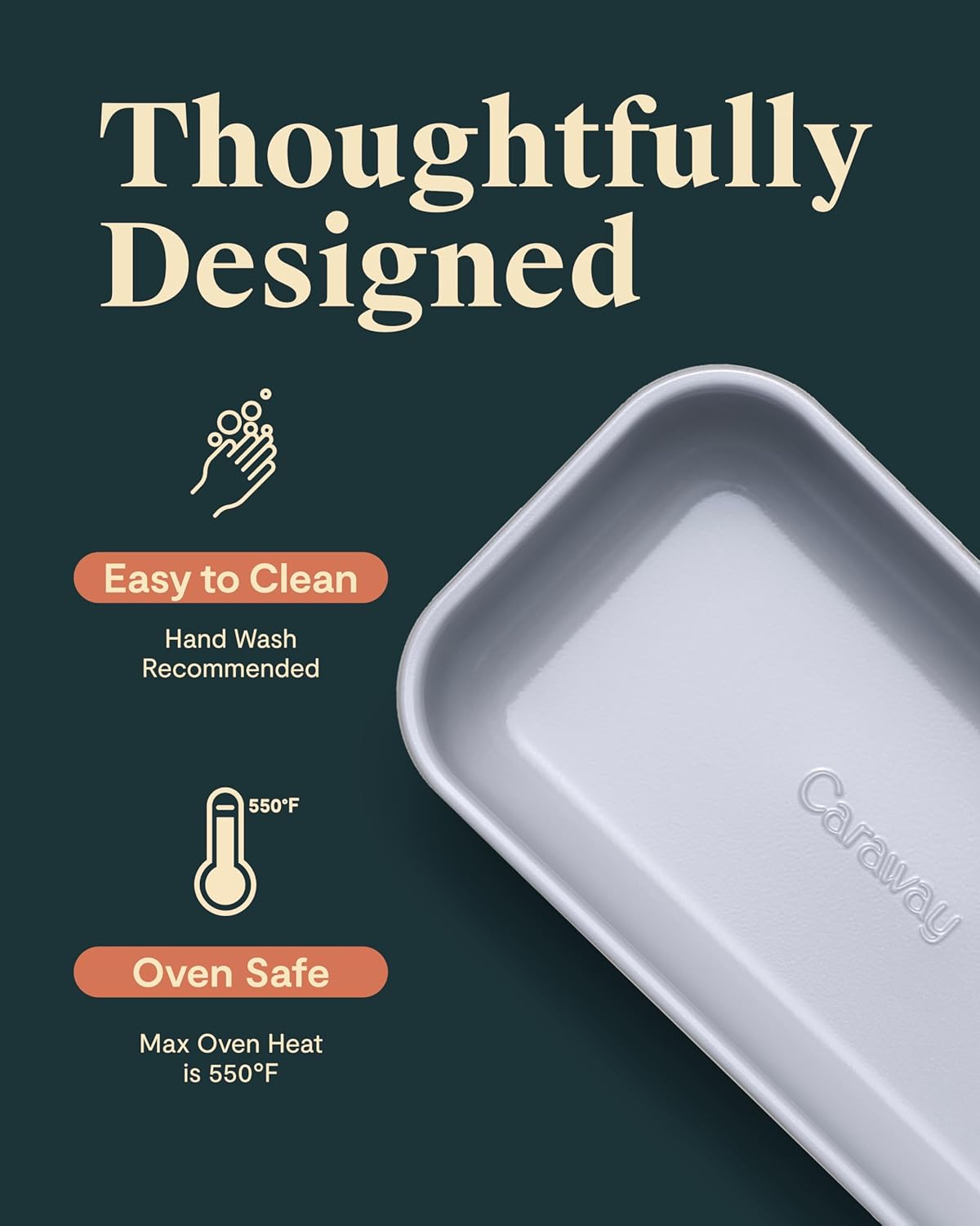 Caraway Non-Stick Ceramic 1 lb Loaf Pan Duo - Naturally Slick Ceramic Coating - Non-Toxic, PTFE & PFOA Free - Perfect for Pound Cakes, Breads, & More - Slate