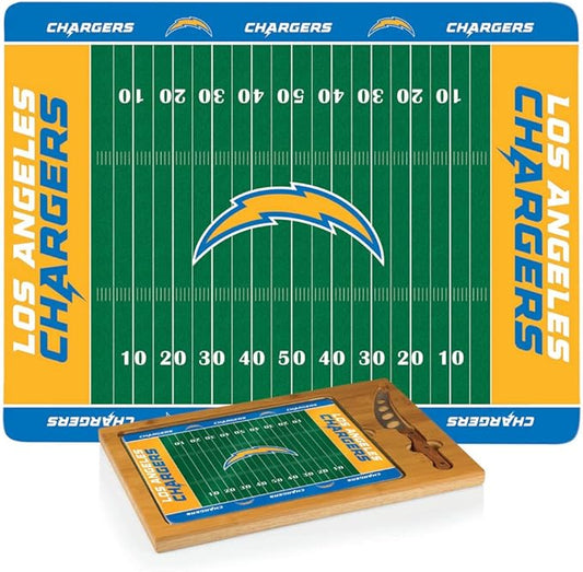 PICNIC TIME NFL Football Field Icon Glass Top Cutting Board & Knife Set, (Parawood & Bamboo)