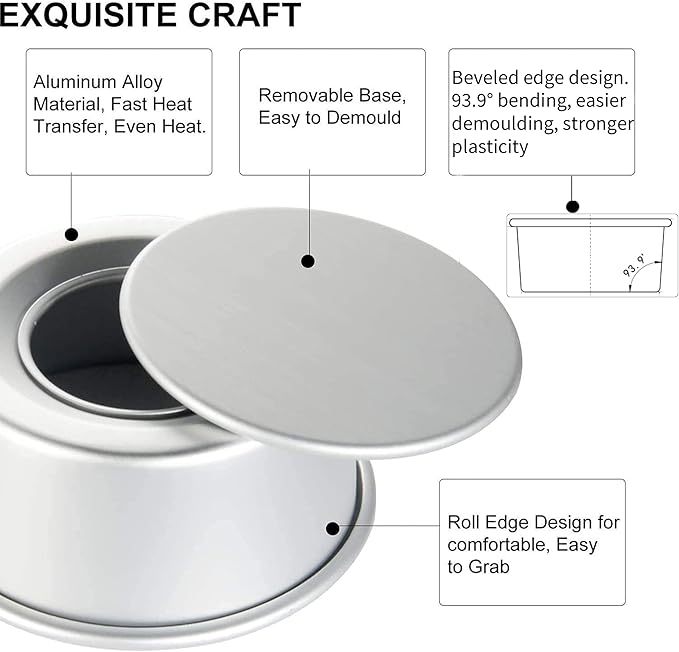 EXGOX 2 Pack 7-Inch Non-Stick Deep Aluminum Round Cake Pan With Removable Bottom For Wedding/Birthday/Christmas Cake Baking Round Cake Tin Set With Loose Base