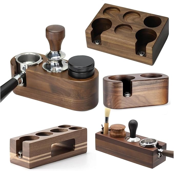 Walnut Wood Coffee Filter Holder, Espresso Tamper Mat Stand, Coffee Maker Support Base Rack, Barista Accessories(Right)