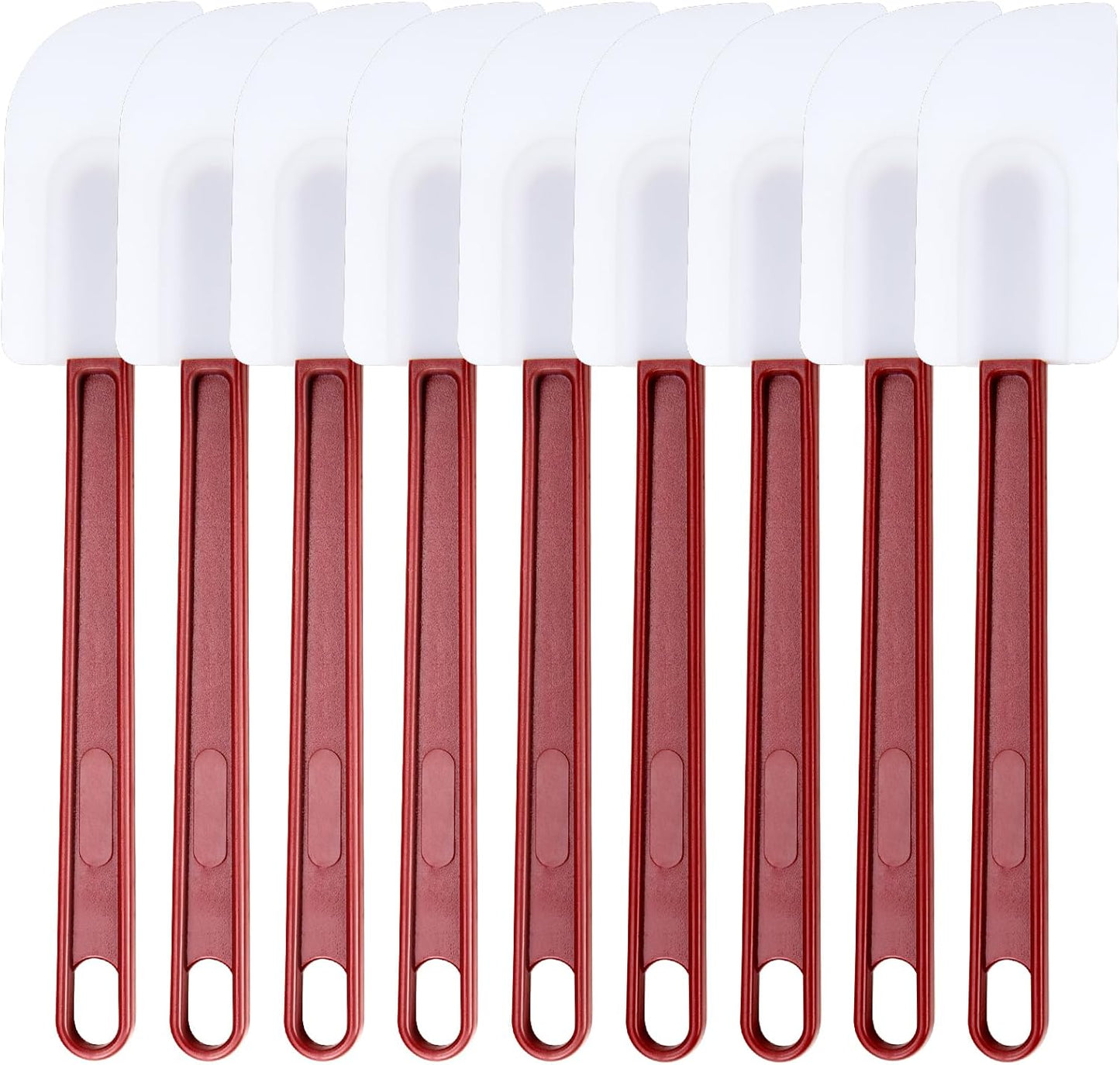 heffiso Silicone Rubber Spatula and Spoon Rubber Spatula Set of 3, High Heat Spatula Spoon, Commercial Spatula for Cooking, Commercial Rubber Spatula (9 Scrapers (9.5 Inches)), White