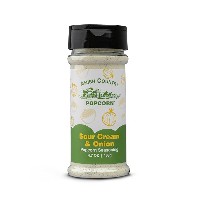Amish Country Popcorn | Seasoning Variety Pack | 5 Bottles | Ballpark Buttersalt, Cheddar Cheese, White Cheddar, Ranch, Sour Cream and Onion | Old Fashioned, Non-GMO and Gluten Free