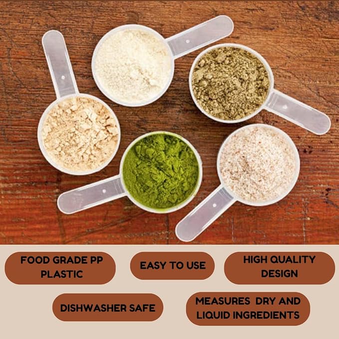 Plastic Measuring Scoop, (25 cc | 5 tsp | 1.67 Tablespoon | 25 mL) Long Handle Spoons for Powders, Granules, Coffee, Pet Food, Baking Supplies, Protein and Other Dry Goods, BPA Free (Set of 500)