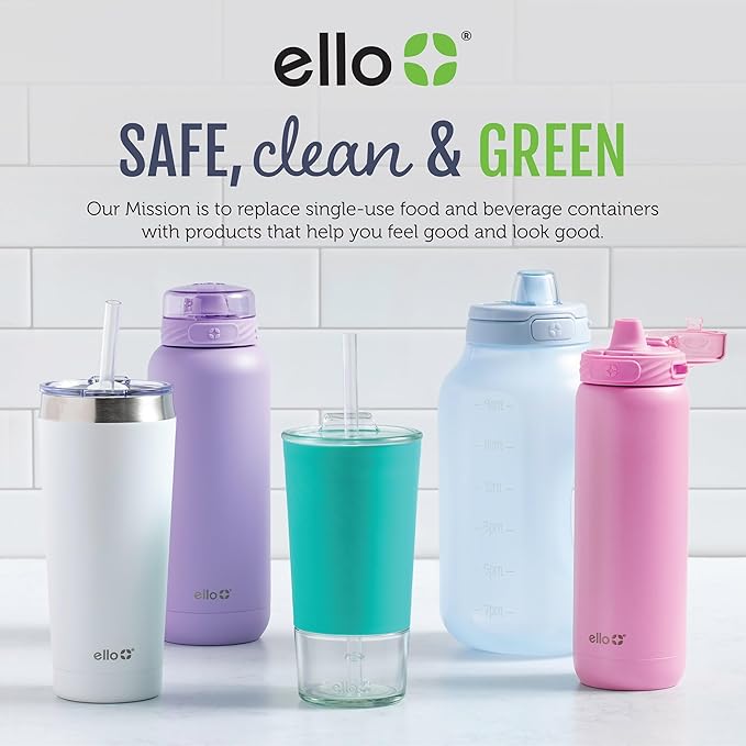 Ello Pop & Fill 32oz Stainless Steel Water Bottle with Quick Fill Technology, Double Walled and Vacuum Insulated Metal, Leak Proof Locking Lid, Sip and Chug, Reusable, BPA Free, Pastel Paradise