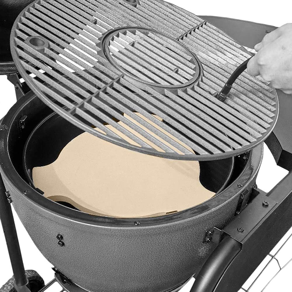 Unicook 17 Inch Smoking Stone for Akorn Kamado Grill, Cordierite Heat Deflector Pizza Stone for Charcoal Smoker, Thermal Shock Resistant Heat Diffuser Plate, Compare to Char-Griller 6201