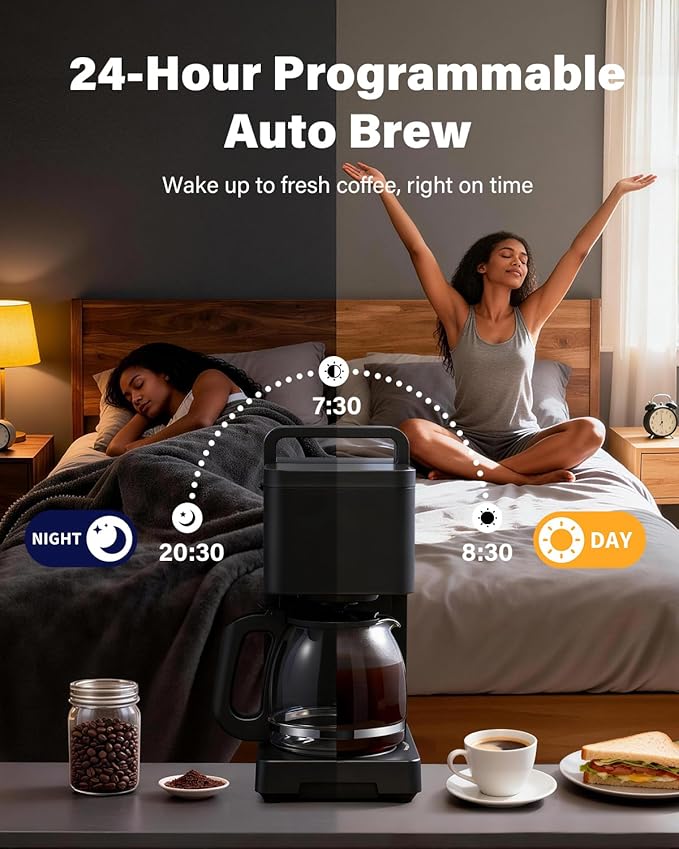 SHARDOR 10-Cup Coffee Maker, Programmable Drip Coffee Machine with 2–10 Cup Setting, Adjustable Keep-Warm Control, Removable 50oz Water Tank, Brew Strength Control & Brew Pause, Black