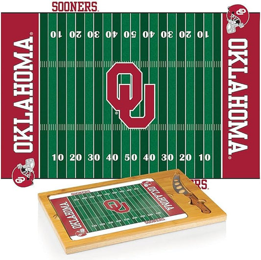 PICNIC TIME NCAA Icon Glass Top Cutting Board & Knife Set, Cheese Boards Charcuterie Boards, Serving Platter, (Parawood & Bamboo)