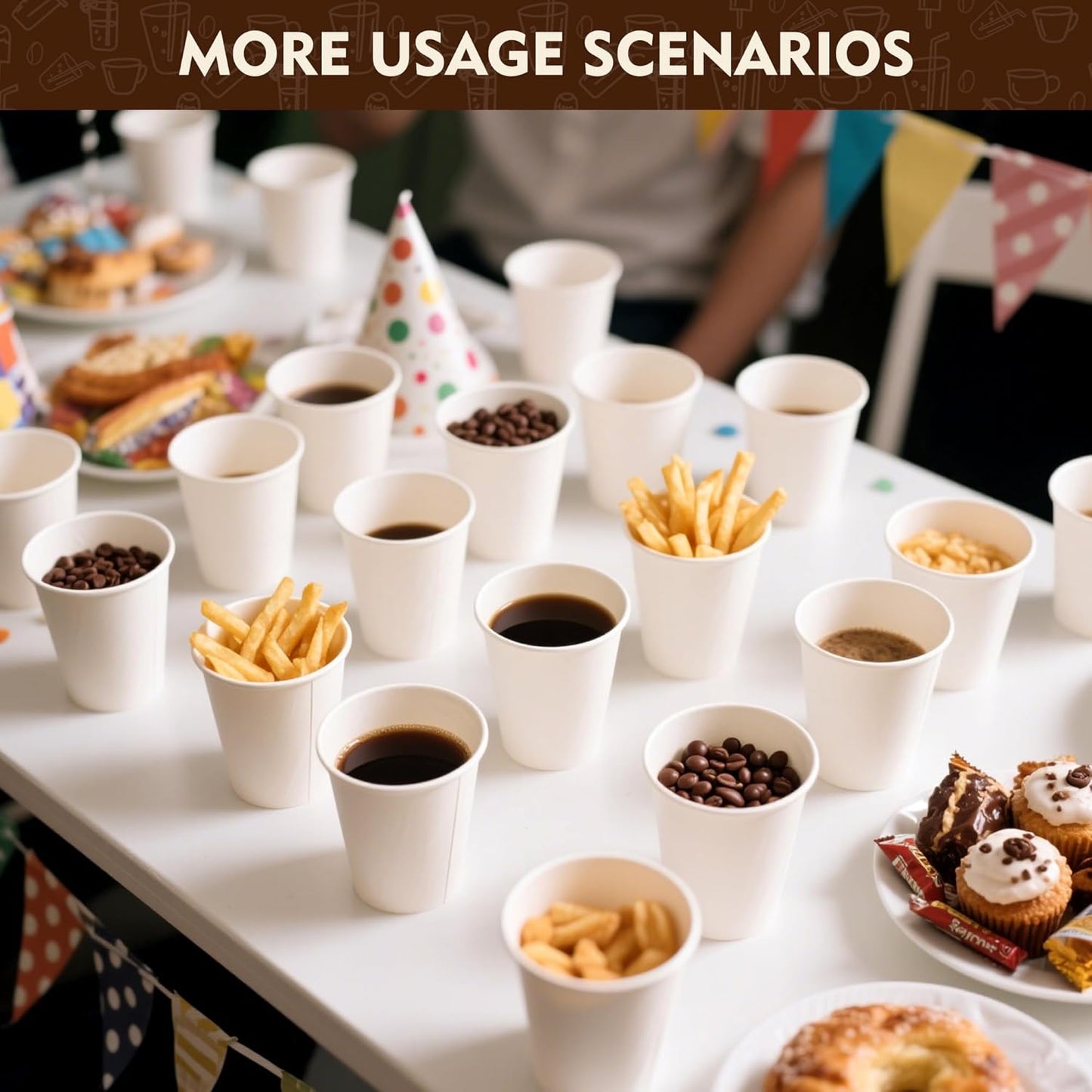 YEEHAW 3 oz 600 Pack Disposable Paper Coffee Bathroom Cups, Small White Mouthwash Cup for Bathroom