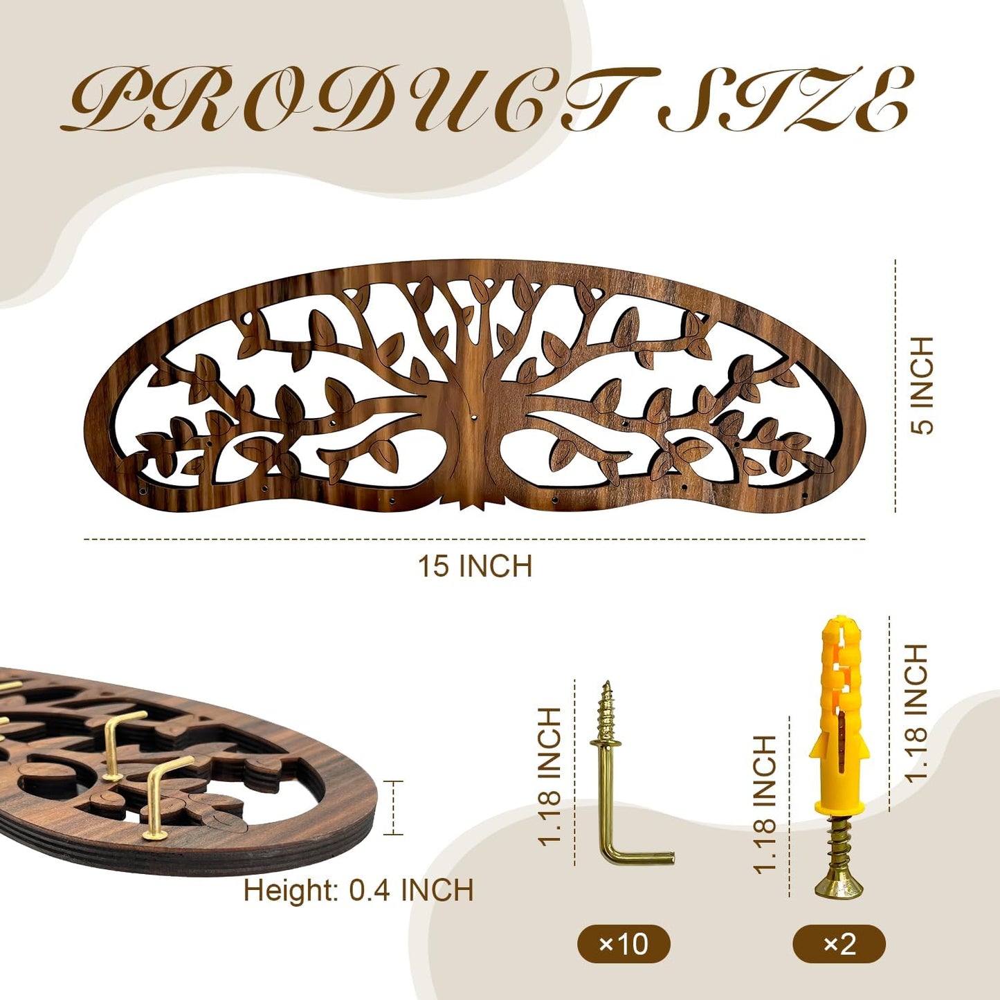 Herb Drying Rack - Wall Mounted Tree Design Holds 11 Bouquets, Space Saving Kitchen Herb & Flower Dryer, Rustic Wooden Hanging Decor for Gardeners, Crafters (dark brown)