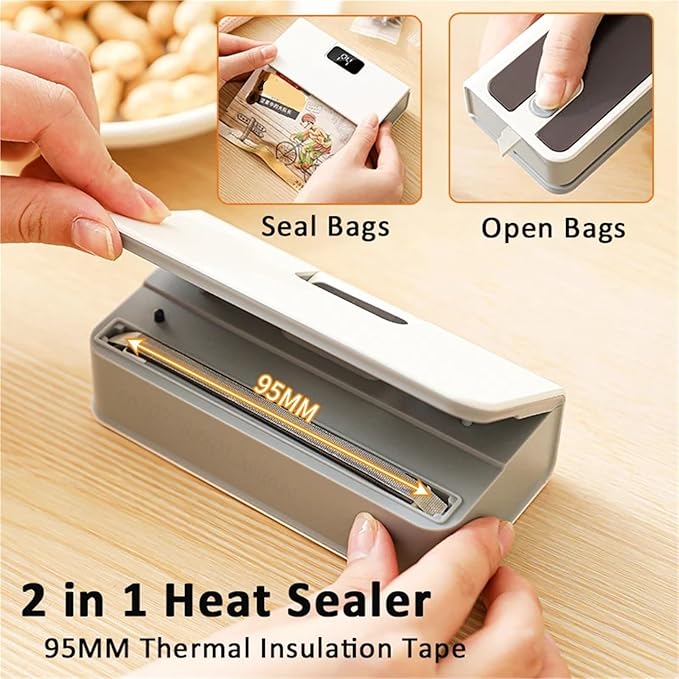 Food Vacuum Sealer, Mini Heat Sealer Plastic Bag Sealing Machine Rechargable Storage Package Handheld Clip Food(Blue)