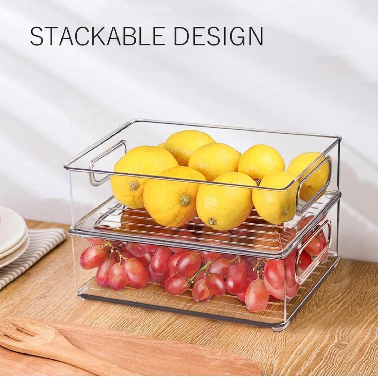 9 Pack Refrigerator Organizer Bins,3 Sizes Clear Pantry Storage with Handles and 30 PCS Plastic Bags for Fridge, Freezer, Shelves, Drawer, Bins, Snack Organizer for Home & Kitchen