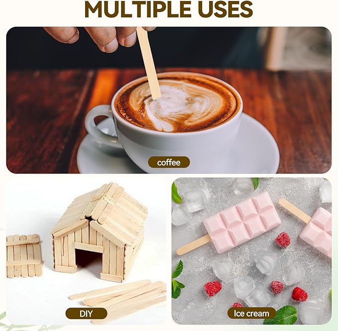150 Count Bamboo Coffee Stirrer - Disposable 5.5 inches Long Wooden Stir Sticks for Coffee and Cocktails - Smooth, Splinter-Free Beverage Mixers - Ideal for Cafe, Bars and Drink Stations