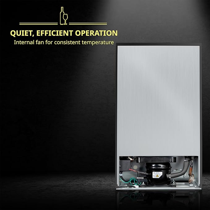 SCHMÉCKÉ 28 Bottle Compressor Wine Cooler Refrigerator w/Lock - Large Freestanding Wine Cellar For Red, White, Champagne or Sparkling Wine - 41f-64f Digital Temperature Control Fridge Stainless Steel
