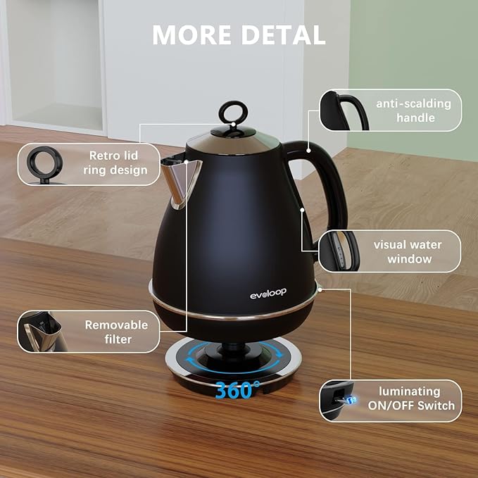 2 Tiers Electric Food Steamer with Evoloop 1.7L Electric Kettles