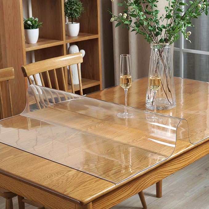 24x46 Office Desk Blotter Mat Clear Plastic Table Protector Cover Pad PVC Transparent Topper Surface Pro ection Mat Pad Anti Scratch Table Mat Glass Dinner End Table Protector Waterproof Easy Clean