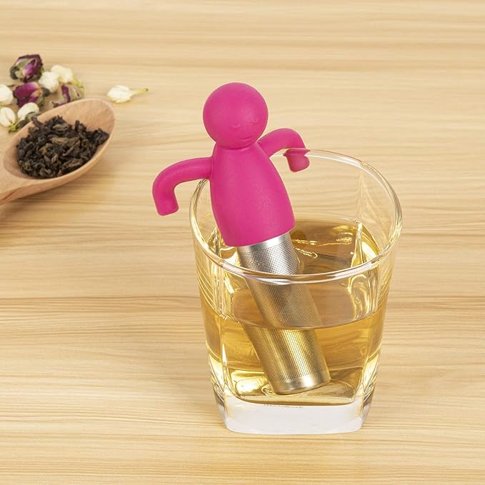 Leden Tea Infuser for Loose Tea 2 Pack Tea Steeper with Fine Mesh Stainless Steel Tea Strainer for Cup Mug, Nice Gift for Couples, Gray and Rose Red