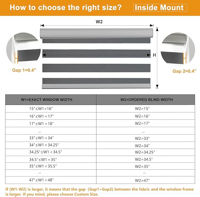 Persilux Cordless Zebra Blinds for Windows Free-Stop Roller Window Shades (58" W X 64" H, Grey) Dual Layer Light Control for Day and Night, Light Filtering Sheer Shades for Home, Easy to Install