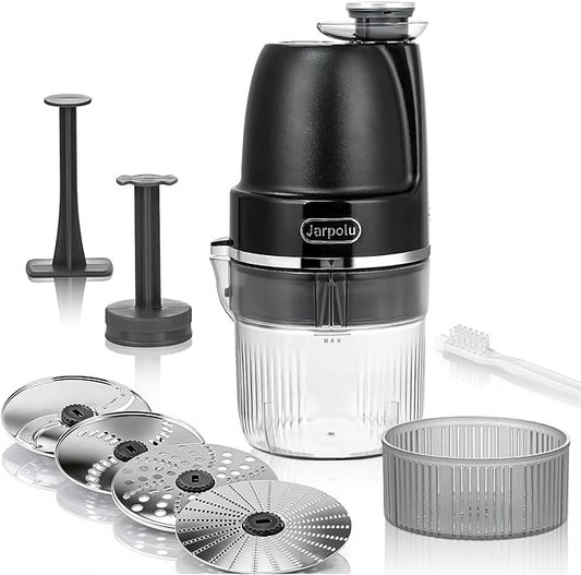 4 in 1 Electric Cheese Grater, Multifunctional Food Processing Machine, Labor-Saving Potato Shredder, Home Kitchen Vegetables Chopper, Suitable for Spice Veggies Fruits Nuts Biscuit, Black