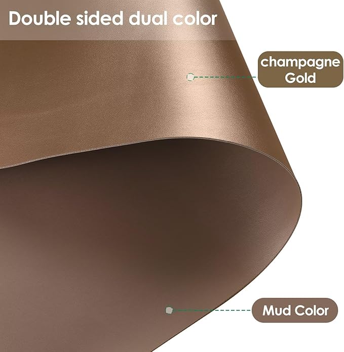 Leather Table Cover,1.8mm Thick,42x90 Inch Table Protector,Table Protector for Dining Room Table,Dining Table Cover,Table Cover Protector.(Mud Color+Champagne Gold,42x90)