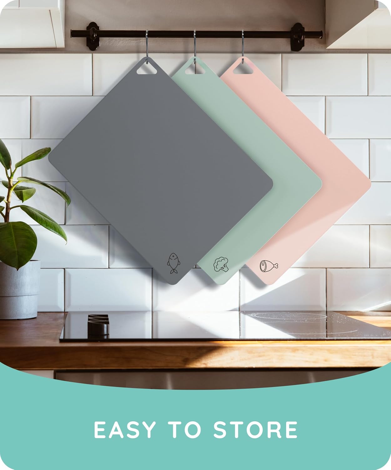 July Home Cutting Board Alternative for Kitchen - Extra Thick Flexible Plastic Cutting Board Set of 3, Non-Slip, BPA-Free, Easy to Clean, Colored Cutting Mats for Cooking, Durable Chopping Sheets