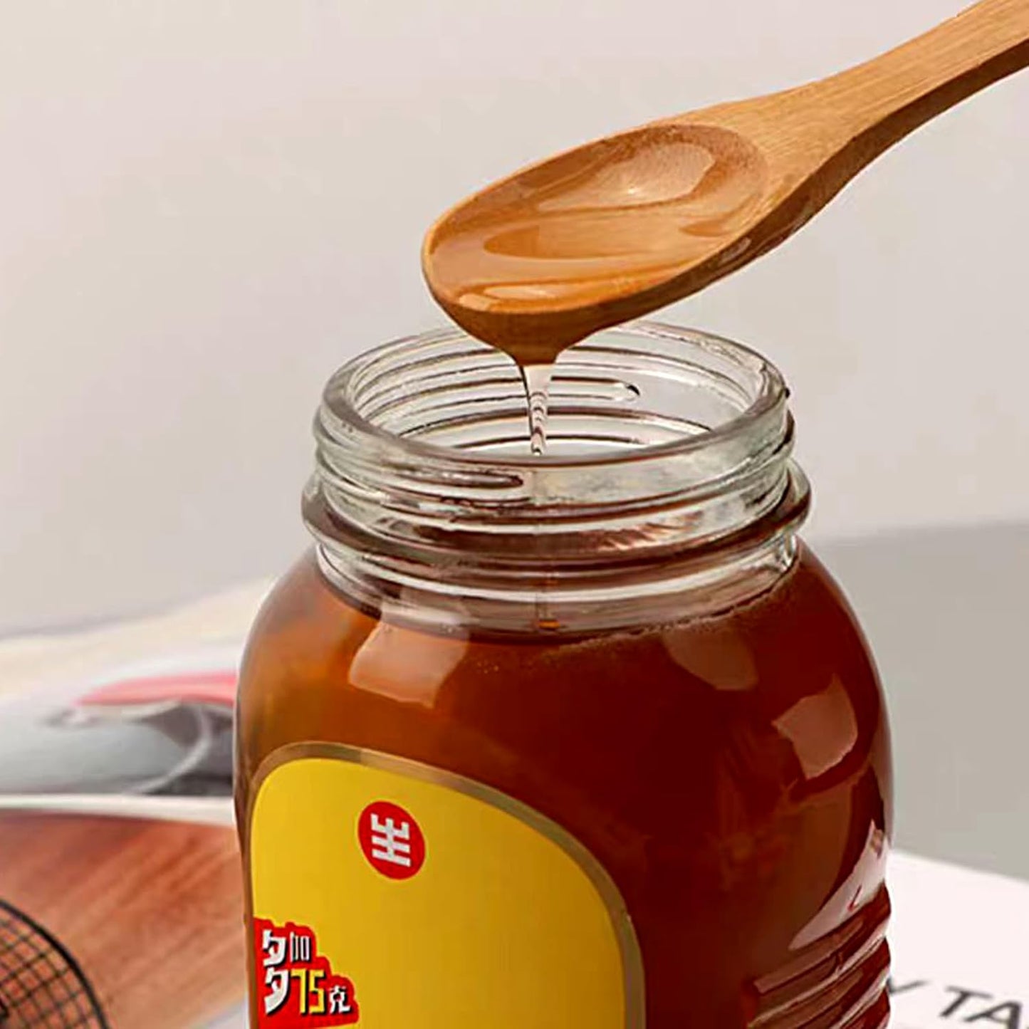 3PCS 6 inch Honey Dipper Sticks Honey Spoon, Wooden Honey Mixing Stirrer Honey Comb Stick, Honey Wand for Honey Jar Dispense Drizzle Honey Wedding Party (Bamboo Spoon)