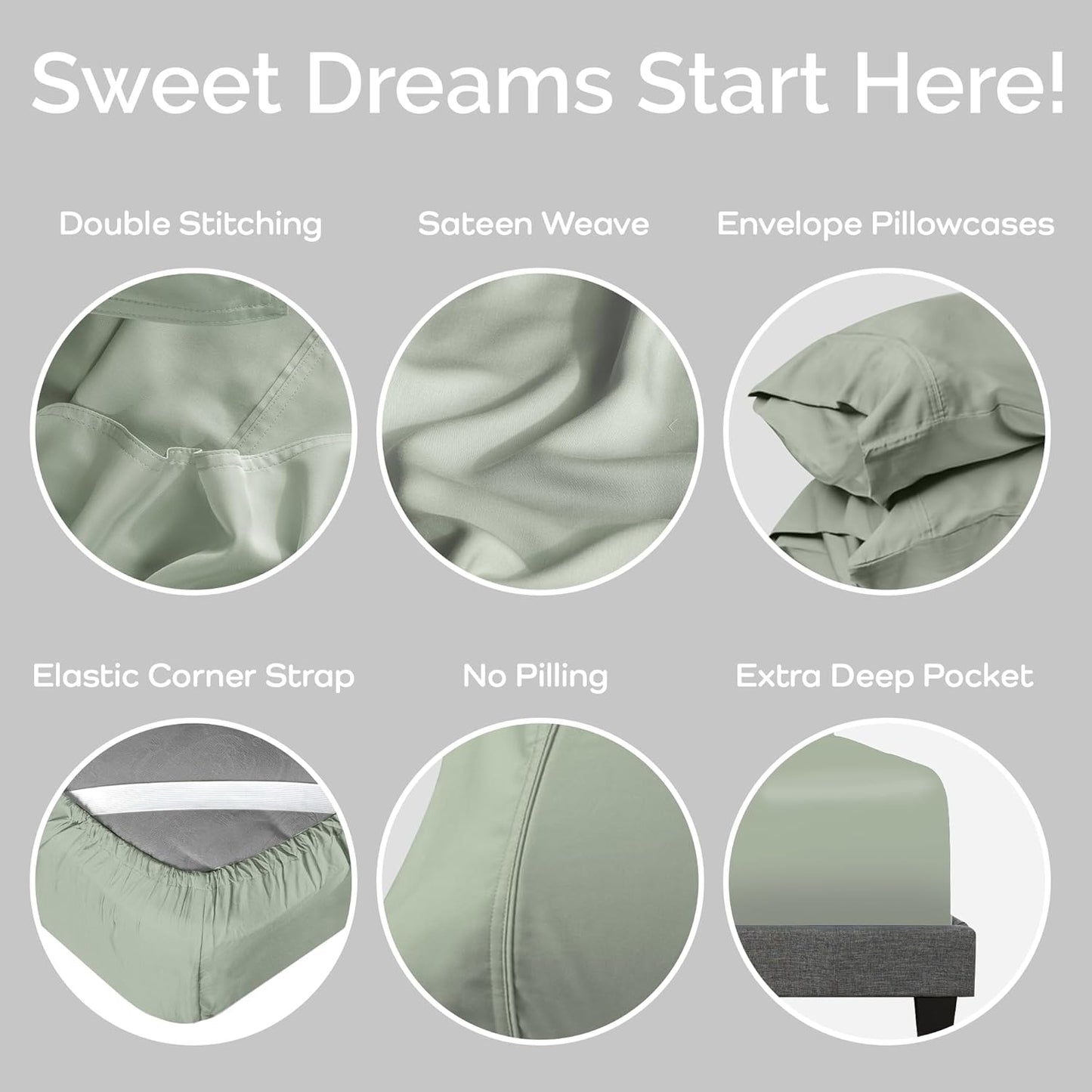 100% Viscose from Bamboo Sheets California King Size, Super Soft Bedding Set, 4PC Cooling Sheets for Hot Sleepers, Vegan Silk Moisture Wicking, Organically Grown Bedsheet, Sage - 72" x 84"