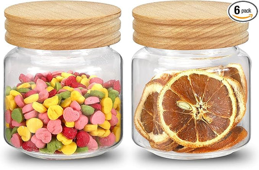 Small Glass Jars with Airtight Lid 13oz Seasoning Containers Glass Spice Jar Food Pantry Storage Containers for Kitchen Sugar Tea Coffee Bean Nuts Cookies Herbs Salt (400ml/13.5oz-2pack)