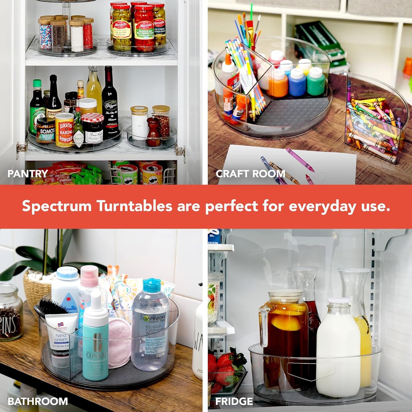 Spectrum Lazy Susan Organizer, Hexa Large 11" - Lazy Susan Turntable for Cabinet, Refrigerator, Pantry, Table, & Shelf - Rotating & Spinning Pantry Organization - Spice Rack Storage for Fridge