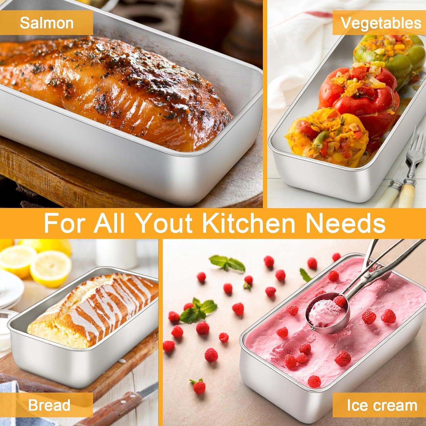 E-far Bread Pans for Homemade Bread, 14 Pack 9 x5 Inch Stainless Steel Loaf Pans, Rectangle Metal Bakeware for Baking Banana Loaf Meatloaf Brownies, Healthy & Non Toxic, Easy Release & Dishwasher Safe